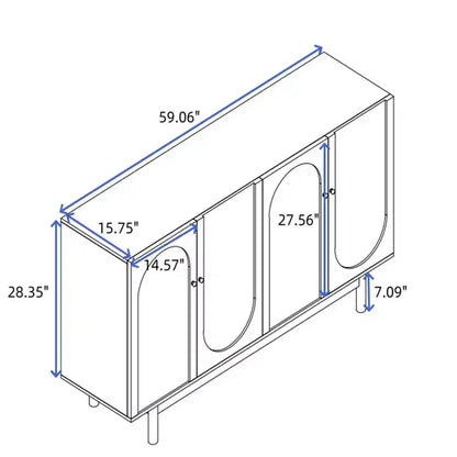 Credenza a Buffet, Mobile Contenitore Moderno da Cucina con 4 Ante e Ripiani Regolabili, Credenza in Legno per Ingresso e Soggiorno