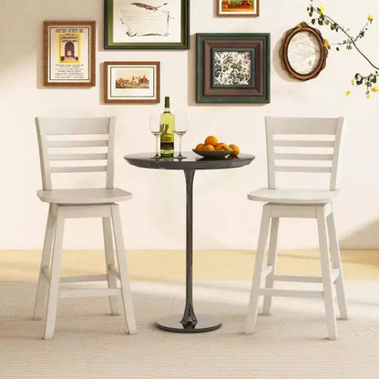 Costway 4 PCS 24.5 Counter Height Bar Chairs Swivel Bar Stools with Hollow Backrest Brown/White