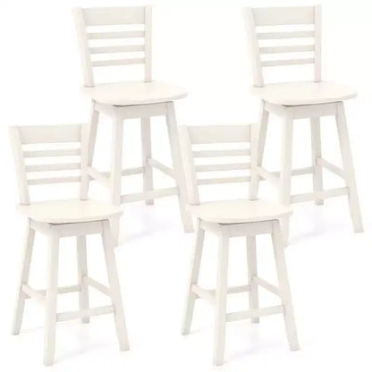 Costway 4 PCS 24.5 Counter Height Bar Chairs Swivel Bar Stools with Hollow Backrest Brown/White