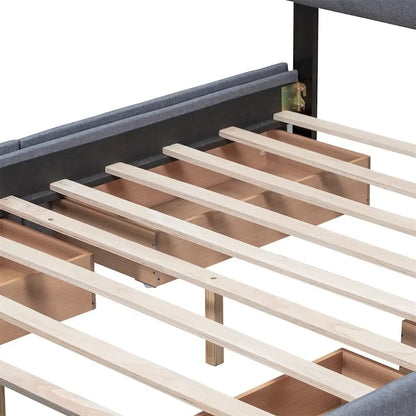 Merax Queen Upholstered Platform Bed with 4 Drawers