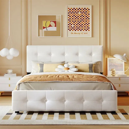 Merax Queen Upholstered Platform Bed with 4 Drawers
