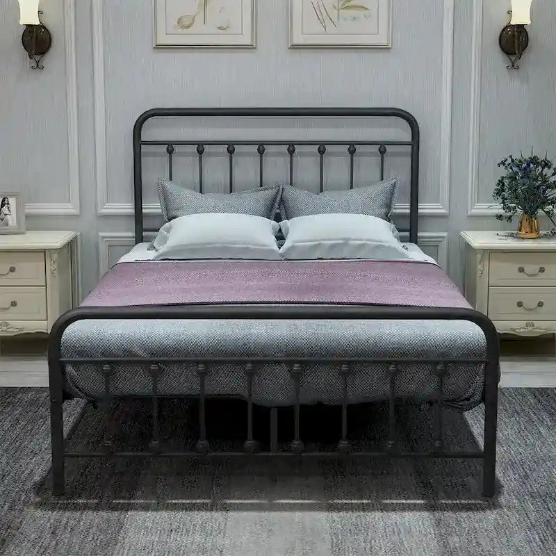 Full Metal Platform Bed Frame with Headboard
