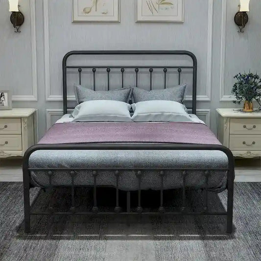 Full Metal Platform Bed Frame with Headboard