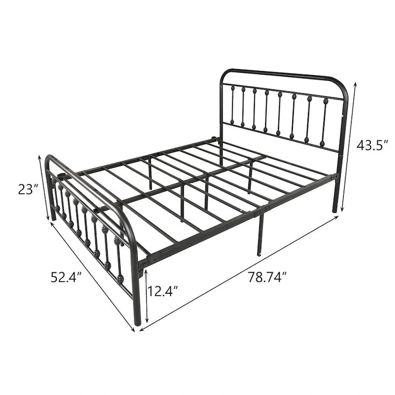 Full Metal Platform Bed Frame with Headboard