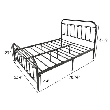 Full Metal Platform Bed Frame with Headboard