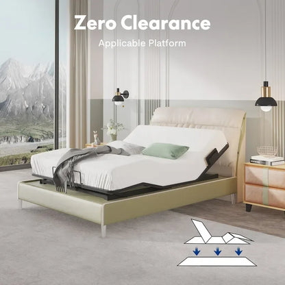 FunniHomi Twin XL/Queen/Split King Size Adjustable Bed Frame, Zero Clearance, Zero Gravity, Mattress Holder