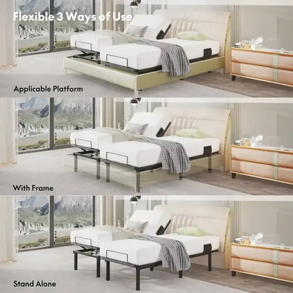 FunniHomi Twin XL/Queen/Split King Size Adjustable Bed Frame, Zero Clearance, Zero Gravity, Mattress Holder