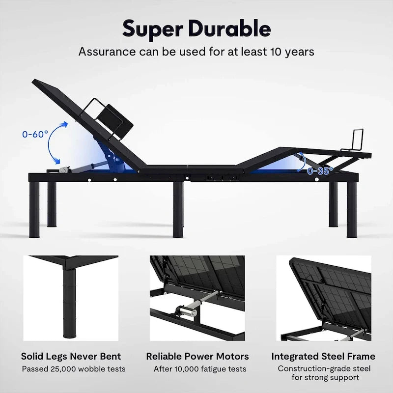 FunniHomi Twin XL/Queen/Split King Size Adjustable Bed Frame, Zero Clearance, Zero Gravity, Mattress Holder