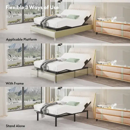 FunniHomi Twin XL/Queen/Split King Size Adjustable Bed Frame, Zero Clearance, Zero Gravity, Mattress Holder