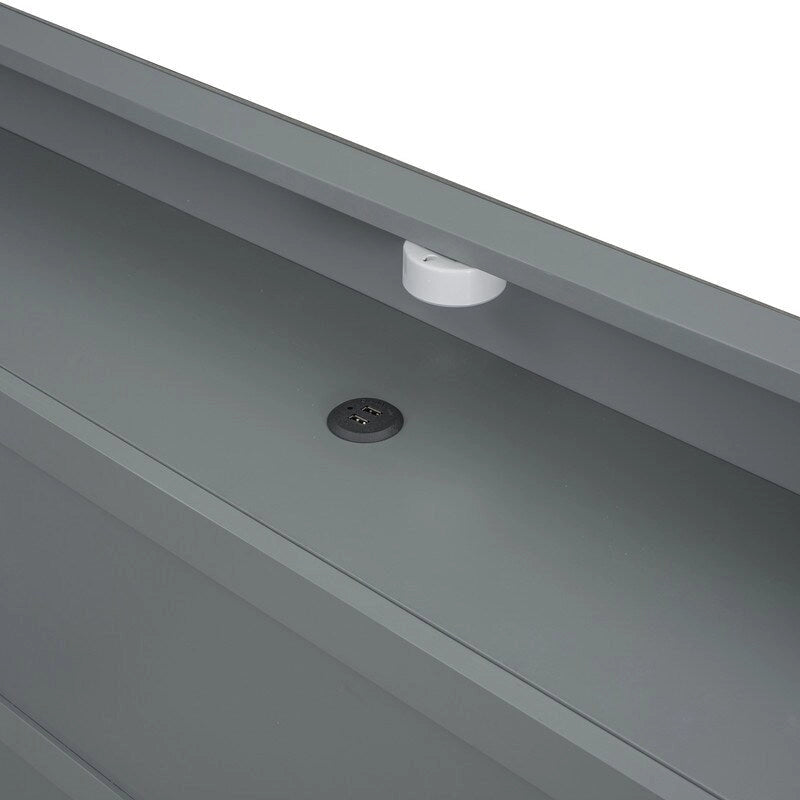 Letto a piattaforma con mensole integrate, luce LED e porte USB, full/twin size