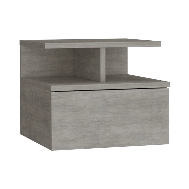 Floating Nightstand 12 H,Wall Mounted with Single Drawer and 2-Tier Shelf,for Bedroom,Closet,Entryway,College Dorm