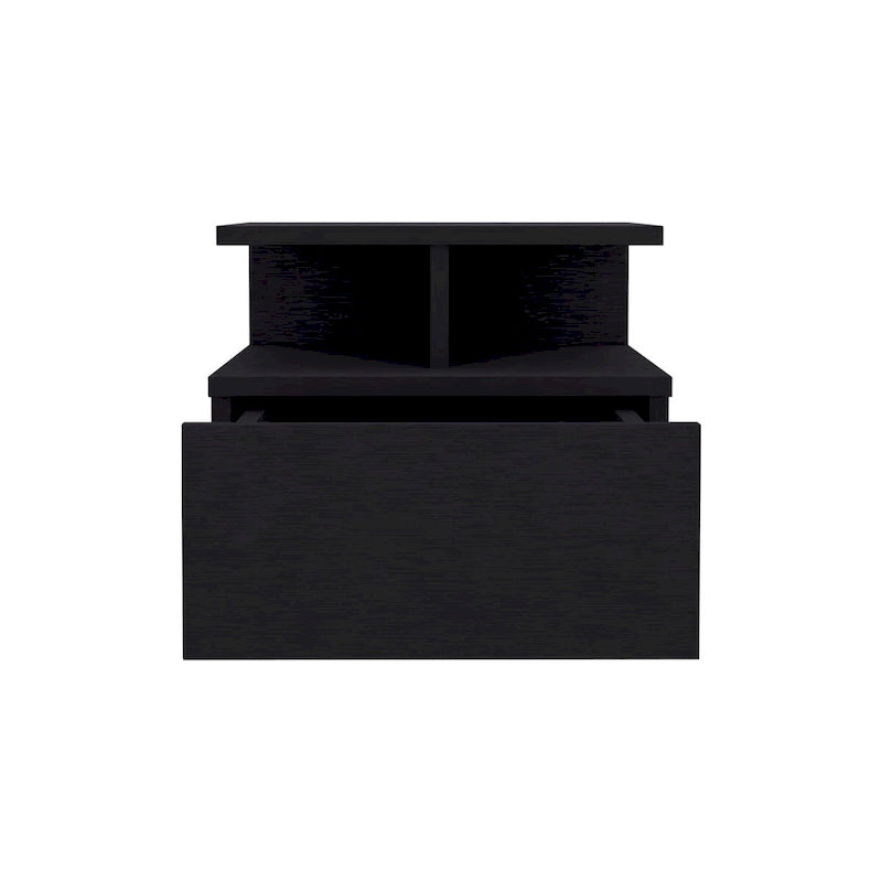 Floating Nightstand 12 H,Wall Mounted with Single Drawer and 2-Tier Shelf,for Bedroom,Closet,Entryway,College Dorm