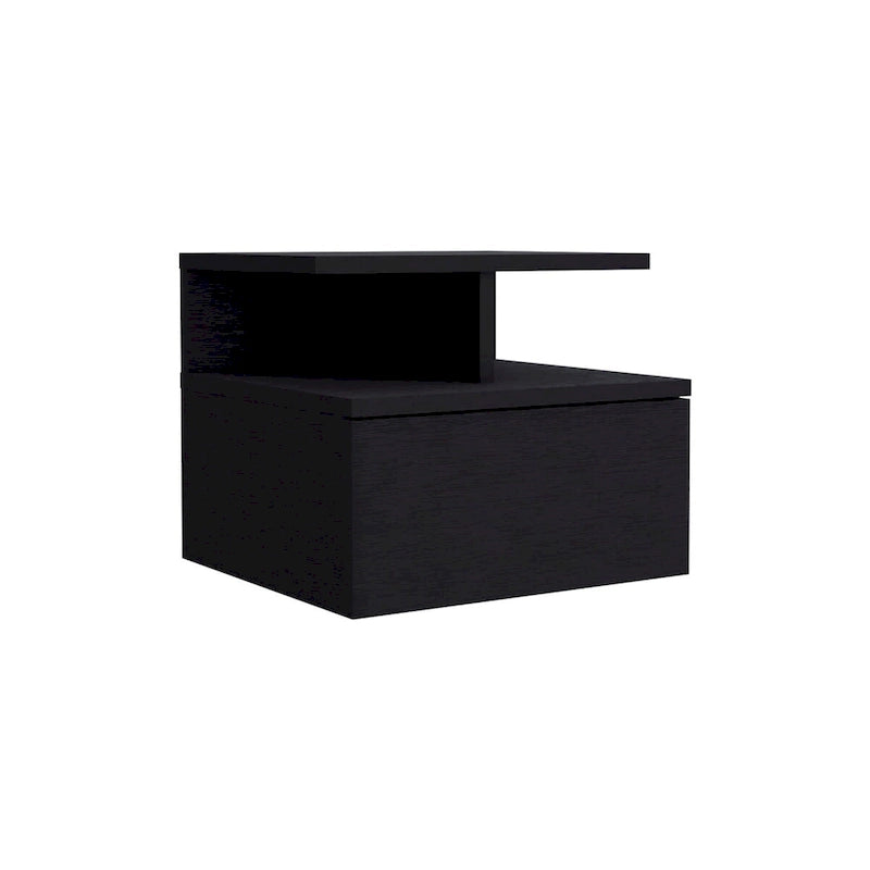 Floating Nightstand 12 H,Wall Mounted with Single Drawer and 2-Tier Shelf,for Bedroom,Closet,Entryway,College Dorm