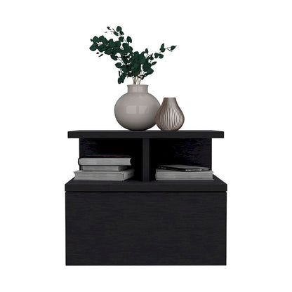Floating Nightstand 12 H,Wall Mounted with Single Drawer and 2-Tier Shelf,for Bedroom,Closet,Entryway,College Dorm