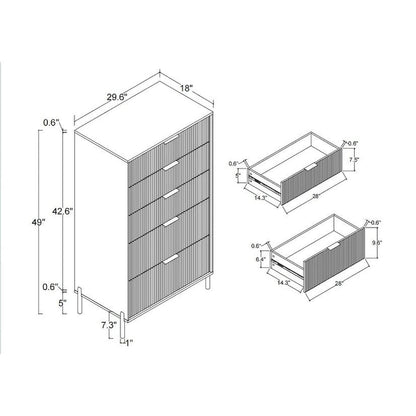 Modern 30  5-Drawer Chest with Metal Handles