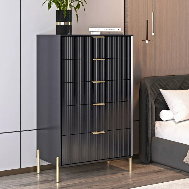 Modern 30  5-Drawer Chest with Metal Handles