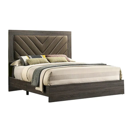Letto matrimoniale king size in legno con testiera alta imbottita