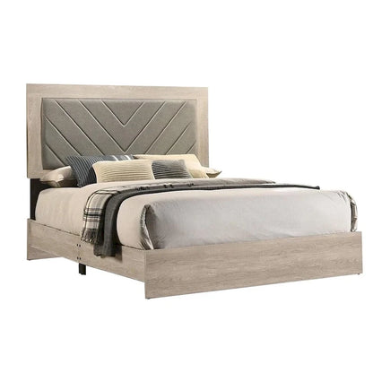 Letto matrimoniale king size in legno con testiera alta imbottita