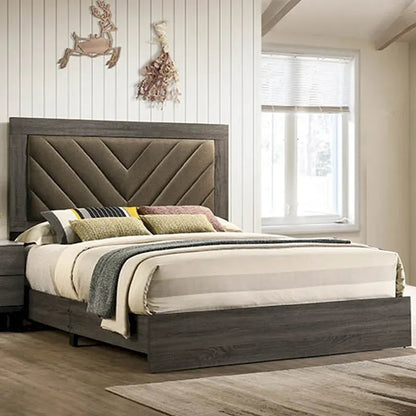 Letto matrimoniale king size in legno con testiera alta imbottita