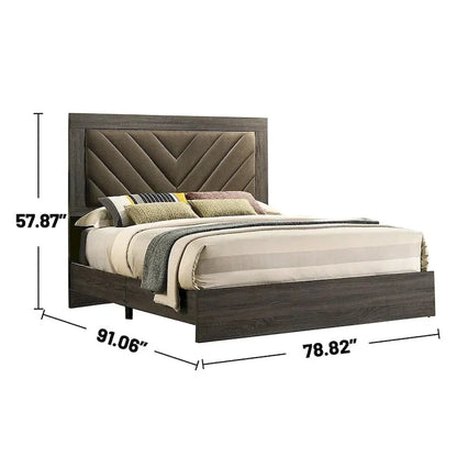 Letto matrimoniale king size in legno con testiera alta imbottita