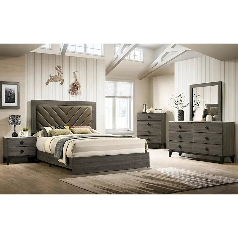 Letto matrimoniale king size in legno con testiera alta imbottita