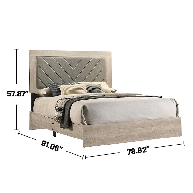 Letto matrimoniale king size in legno con testiera alta imbottita