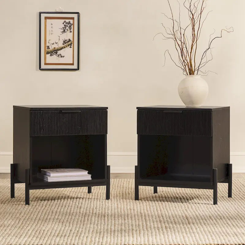 Middlebrook Designs Modern Fluted-Drawer Nightstand (Set of 2)