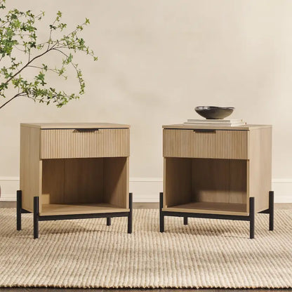 Middlebrook Designs Modern Fluted-Drawer Nightstand (Set of 2)