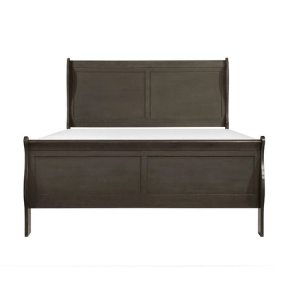 Gage Traditional California King Sleigh Bed, Wood Frame, Stained Gray