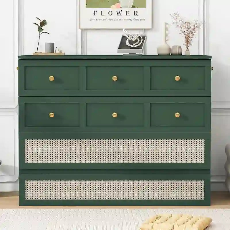Full Size Murphy Bed with Large Drawers For Bedroom
