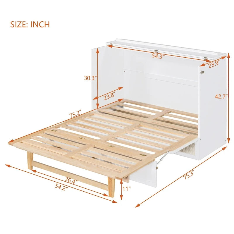Full Size Murphy Bed with Large Drawers For Bedroom