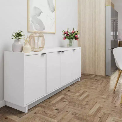 Prepac Simply Modern 4 Door Sideboard Console Table Cabinet