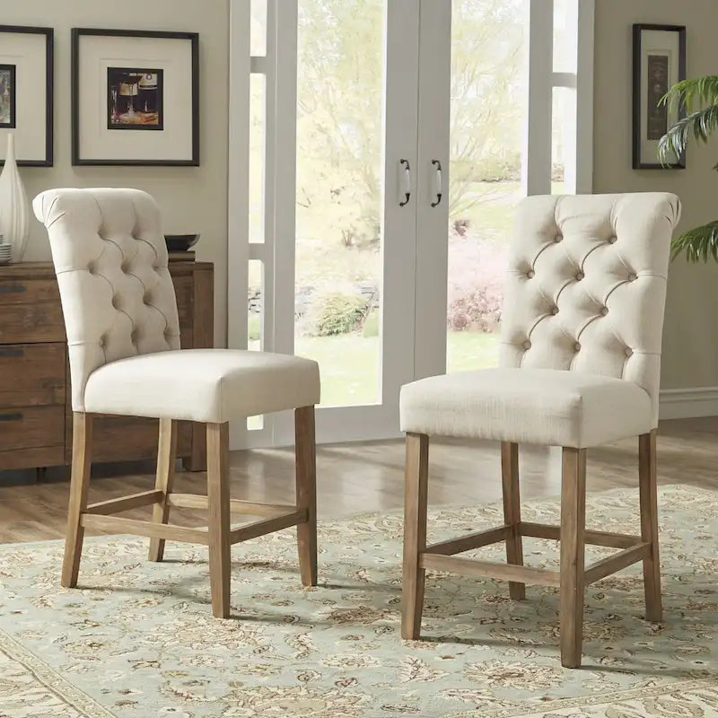 Benchwright Premium Tufted Rolled Back Counter/ Bar Height Stools (Set of 2) by iNSPIRE Q Artisan