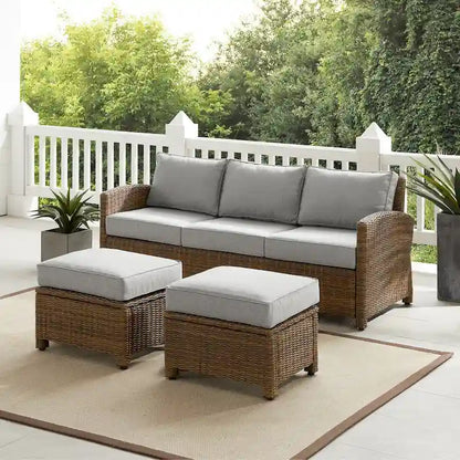 Crosley Bradenton 3Pc Outdoor Wicker Sofa Set - 81 W x 75 D x32.5 H