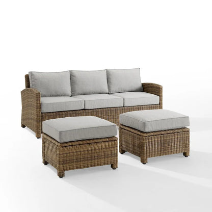 Crosley Bradenton 3Pc Outdoor Wicker Sofa Set - 81 W x 75 D x32.5 H