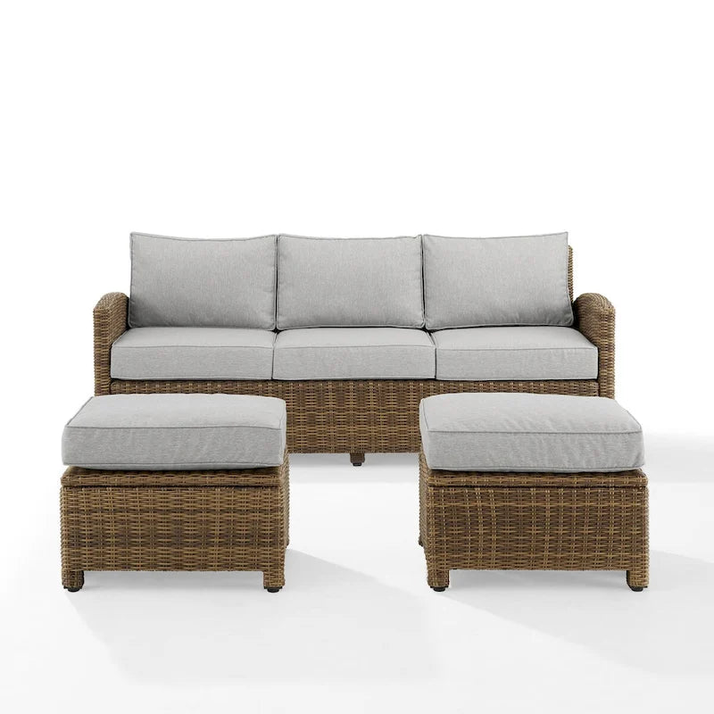 Crosley Bradenton 3Pc Outdoor Wicker Sofa Set - 81 W x 75 D x32.5 H
