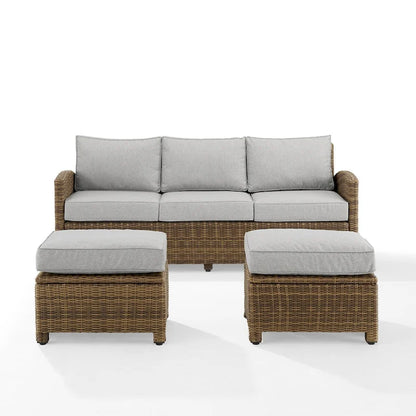 Crosley Bradenton 3Pc Outdoor Wicker Sofa Set - 81 W x 75 D x32.5 H