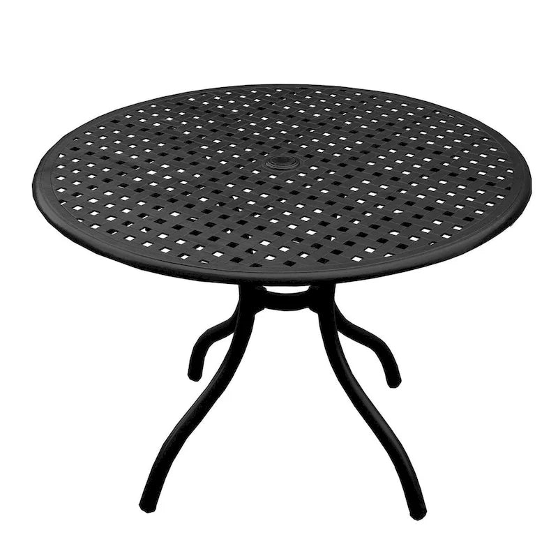Modern Outdoor Mesh Aluminum 42-in Round Patio Dining Table - N/A