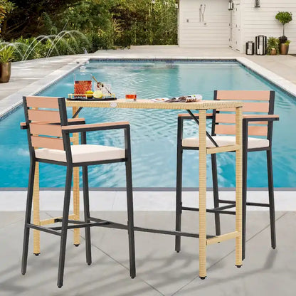 Set di mobili da bistrò Moasis da 3/5 pezzi in vimini da esterno con altezza da bar