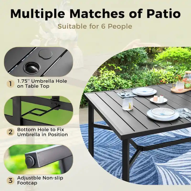 Set da pranzo da giardino MAISON ARTS da 9 pezzi con 8 sedie impilabili in textilene e 1 tavolo in metallo