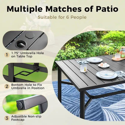 Set da pranzo da giardino MAISON ARTS da 9 pezzi con 8 sedie impilabili in textilene e 1 tavolo in metallo