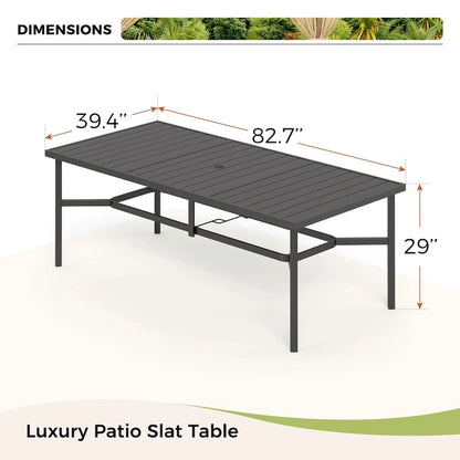Set da pranzo da giardino MAISON ARTS da 9 pezzi con 8 sedie impilabili in textilene e 1 tavolo in metallo