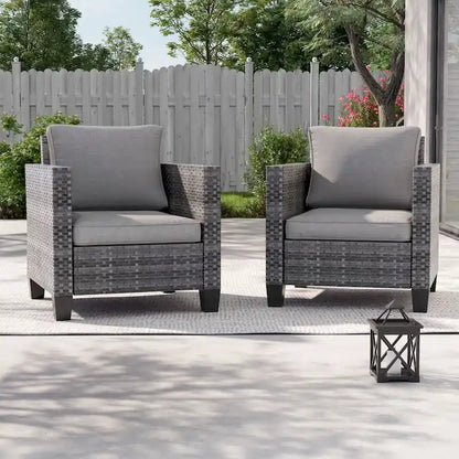 LIVOOSUN Set 2 Pezzi da Esterno con Sedie in Rattan Grigio per Patio