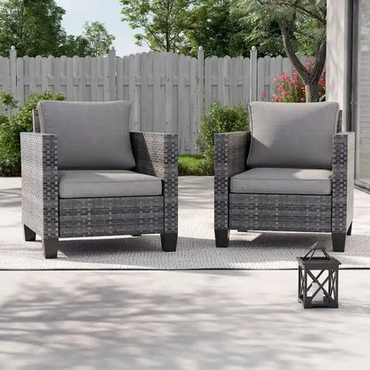 LIVOOSUN Set 2 Pezzi da Esterno con Sedie in Rattan Grigio per Patio