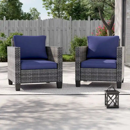 LIVOOSUN Set 2 Pezzi da Esterno con Sedie in Rattan Grigio per Patio