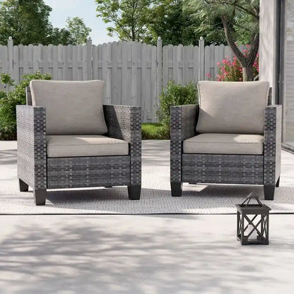 LIVOOSUN Set 2 Pezzi da Esterno con Sedie in Rattan Grigio per Patio