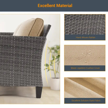 LIVOOSUN Set 2 Pezzi da Esterno con Sedie in Rattan Grigio per Patio