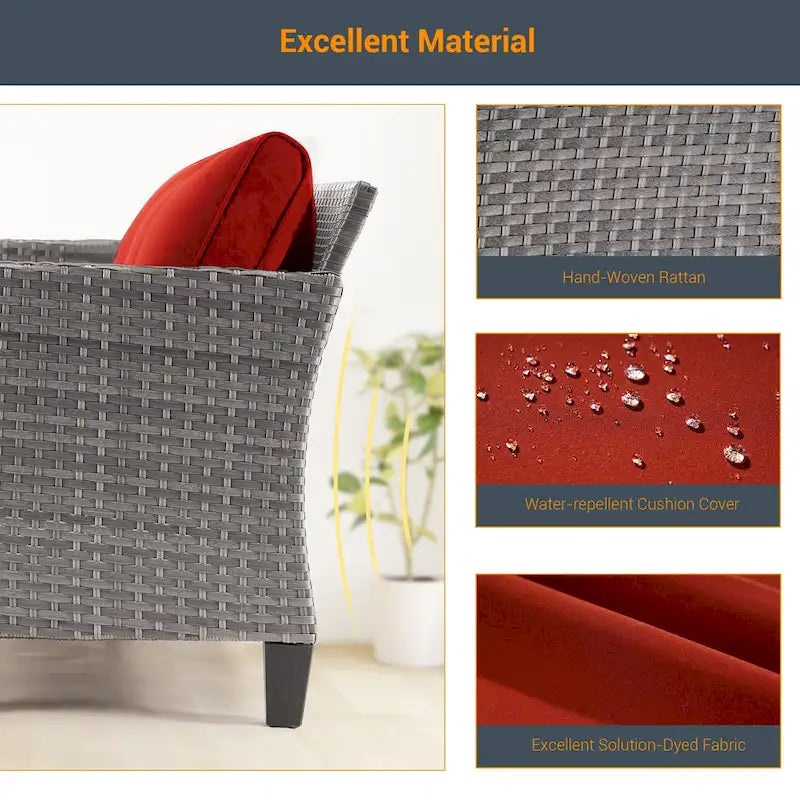 LIVOOSUN Set 2 Pezzi da Esterno con Sedie in Rattan Grigio per Patio