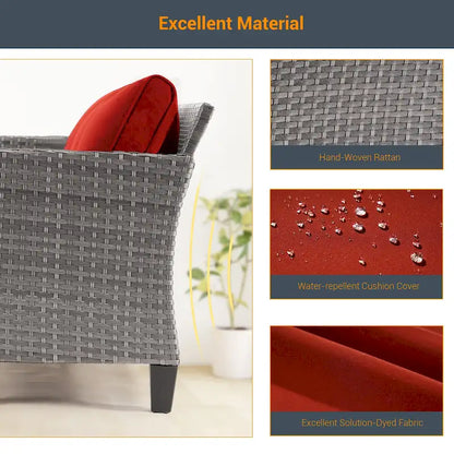 LIVOOSUN Set 2 Pezzi da Esterno con Sedie in Rattan Grigio per Patio