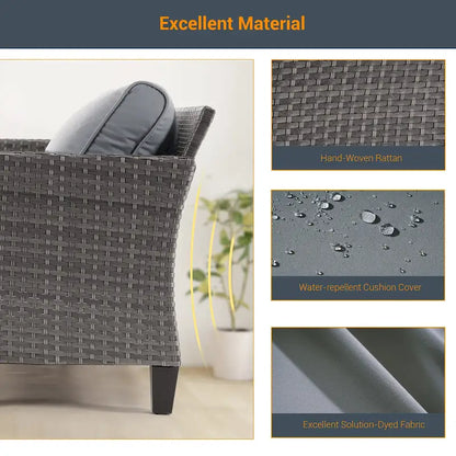 LIVOOSUN Set 2 Pezzi da Esterno con Sedie in Rattan Grigio per Patio